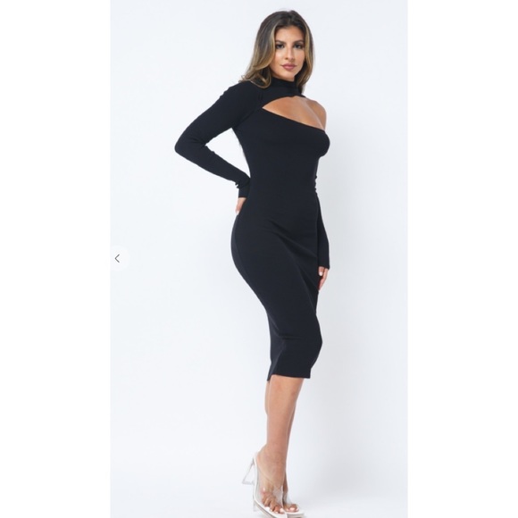Black long sleeve midi dress - Picture 9 of 13